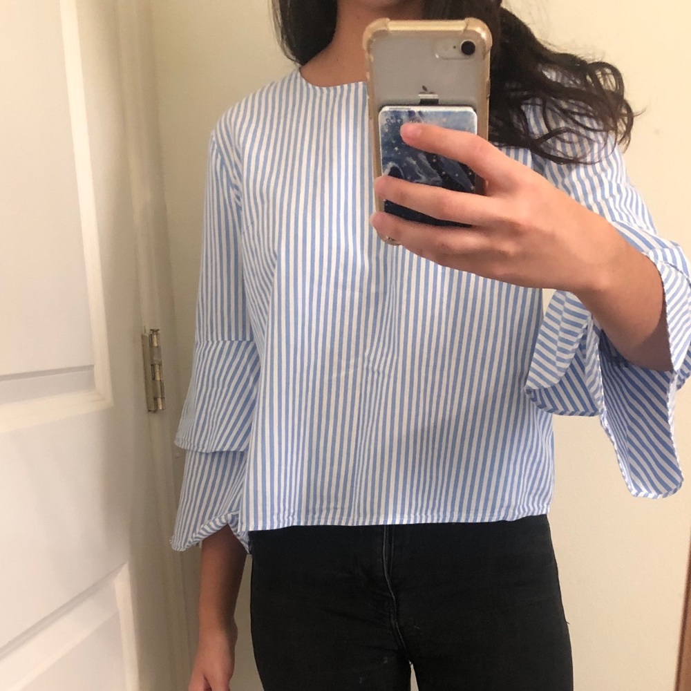 GIANNI BINI White/Blue striped blouse